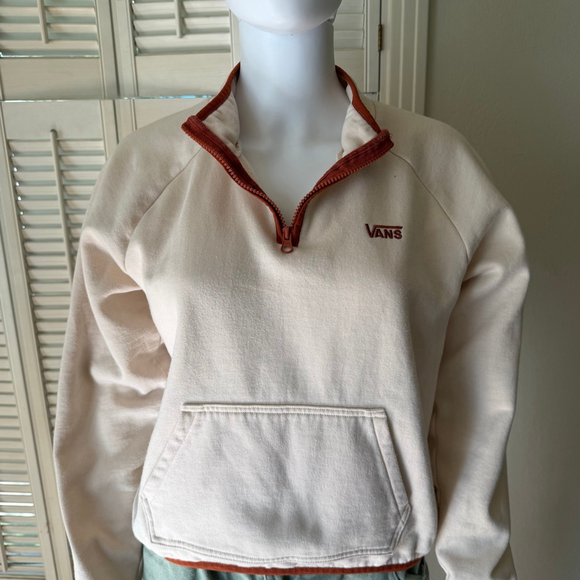 Vans Beige Rust Quarter Zip Fleece Sweatshirt S - Picture 4 of 5